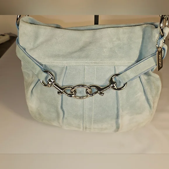 Extremely Rare Vintage Coach legant Light Blue Suede Shoulder Bag - Picture 2 of 13